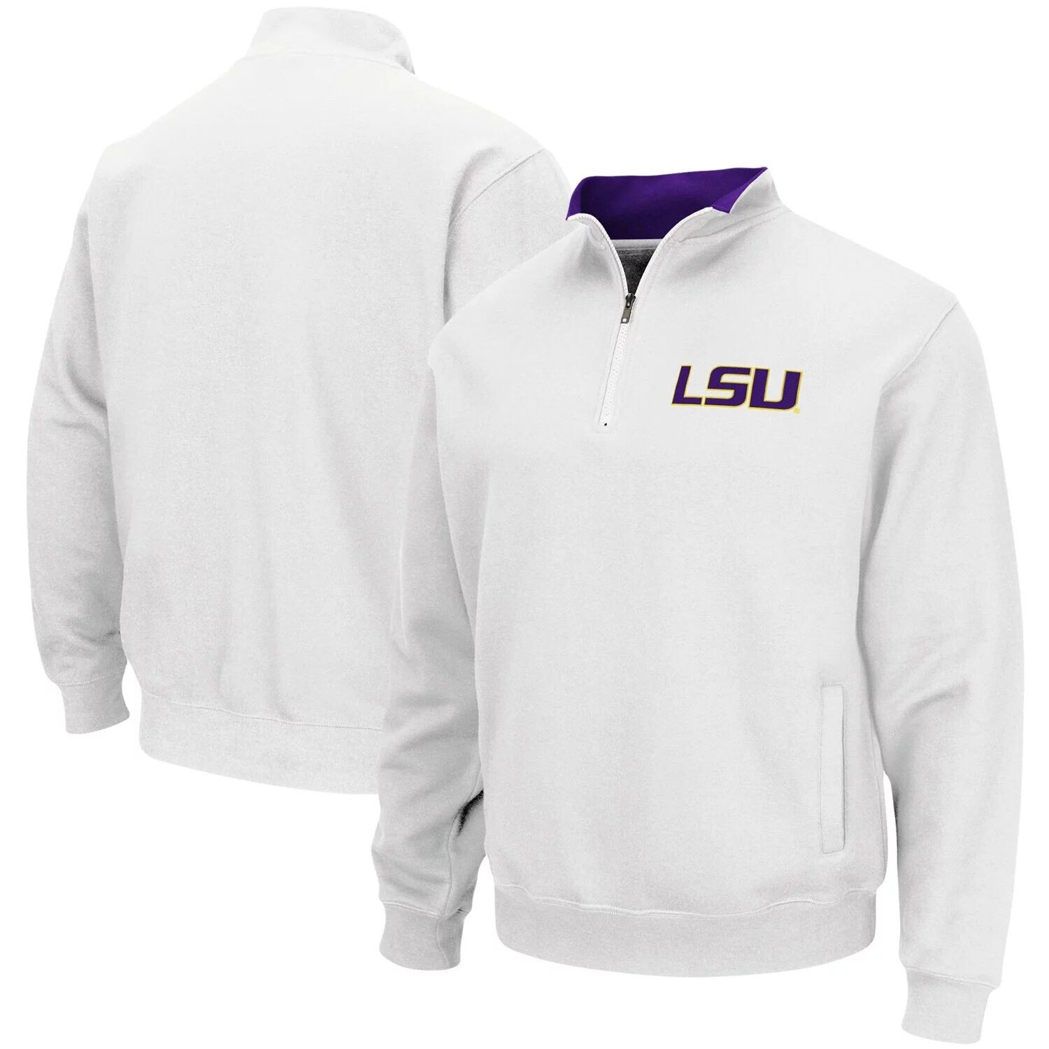

Мужской белый пуловер с молнией до четверти и логотипом LSU Tigers Tortugas Colosseum