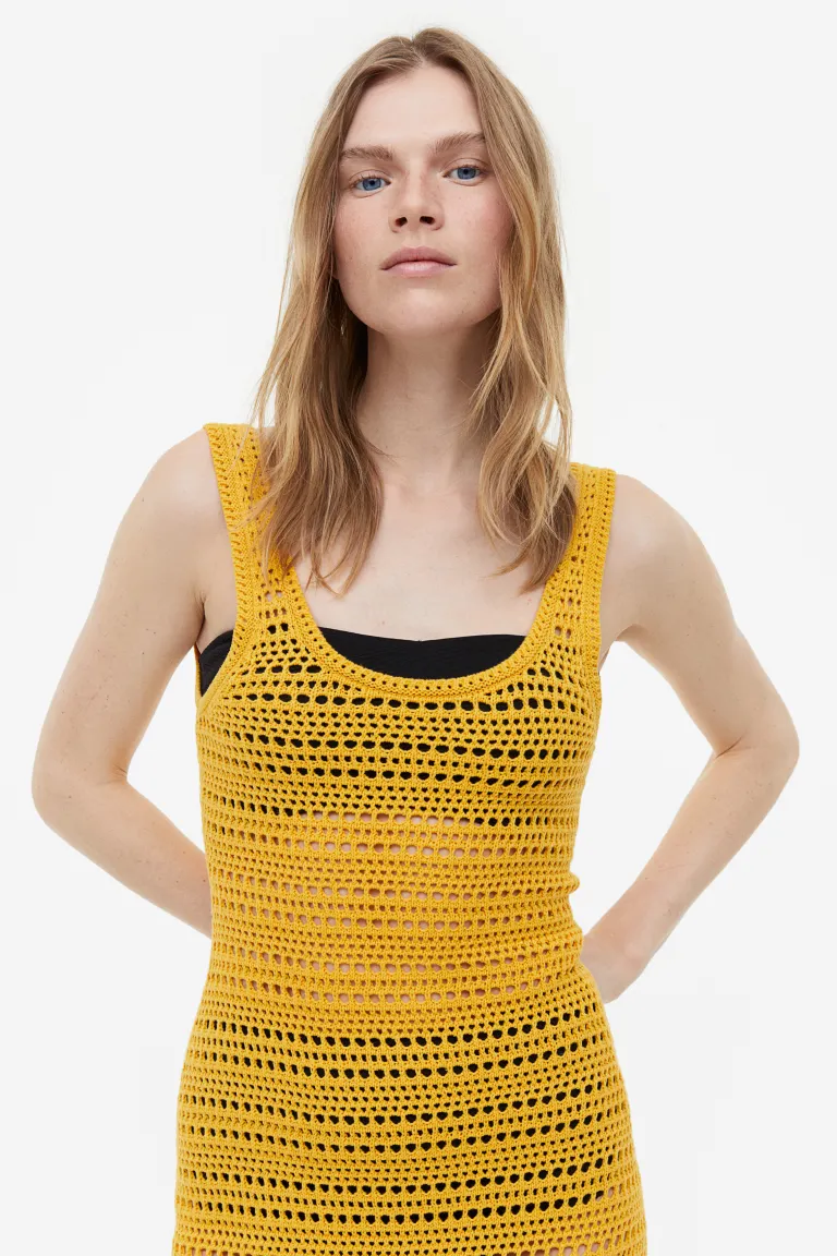Платье крючком H&M, желтый