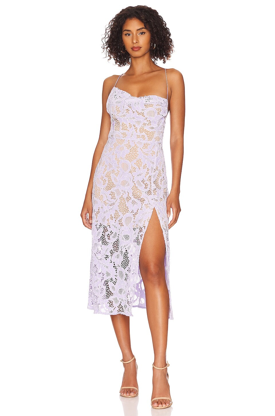 

Платье миди For Love & Lemons Rosemary, фиолетовый