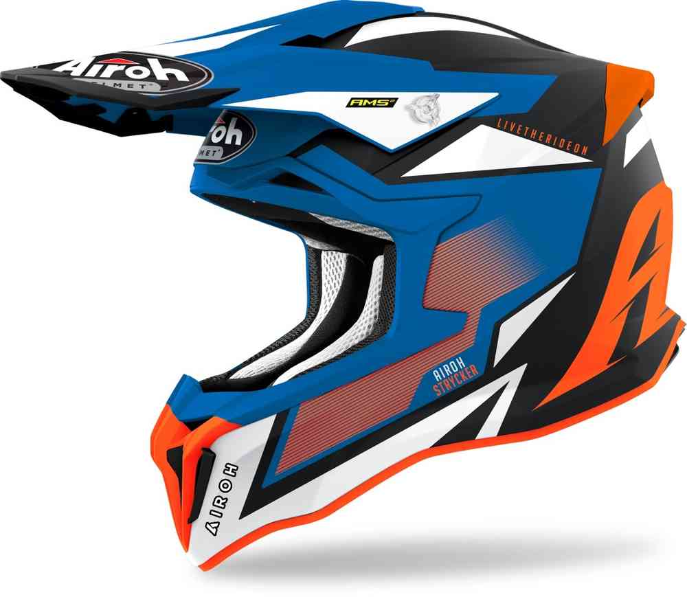 цена Шлем для мотокросса Strycker Axe Carbon Airoh, синий мэтт