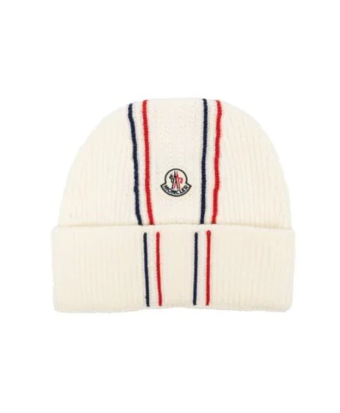 

Трехцветная шерстяная шапка Moncler, бежевый