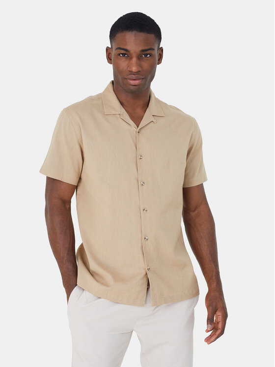 Рубашка прямого кроя Brave Soul, бежевый комплект lilians футболка шорты застежка отсутствует короткий рукав размер 88 мультиколор