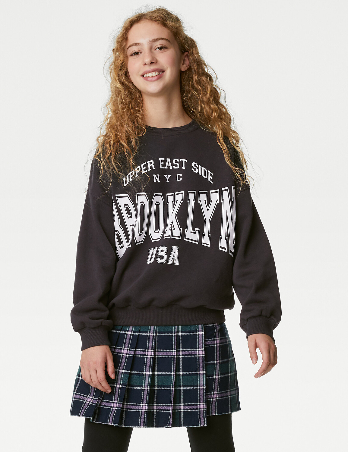 

Толстовка из хлопка с надписью Brooklyn (6–16 лет) Marks & Spencer