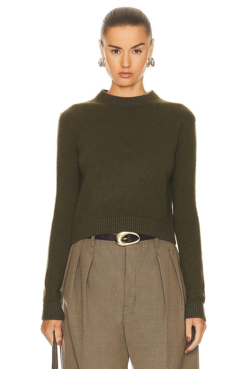 

Свитер The Elder Statesman Simple Crew, оливковый, Зеленый