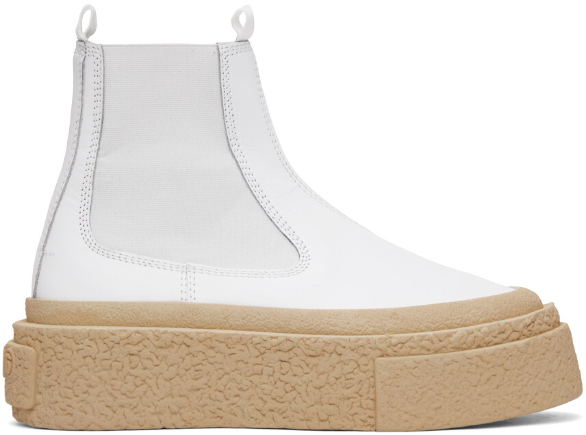 

Белые кожаные ботинки челси на платформе MM6 Maison Margiela, Белый