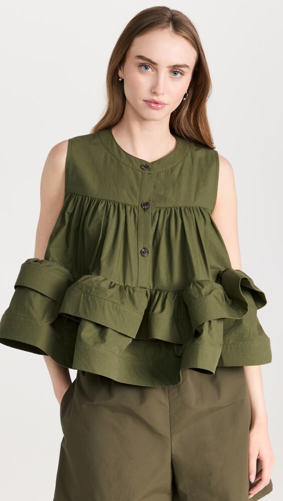 

Топ A Potts Ruffle Swing, оливковый