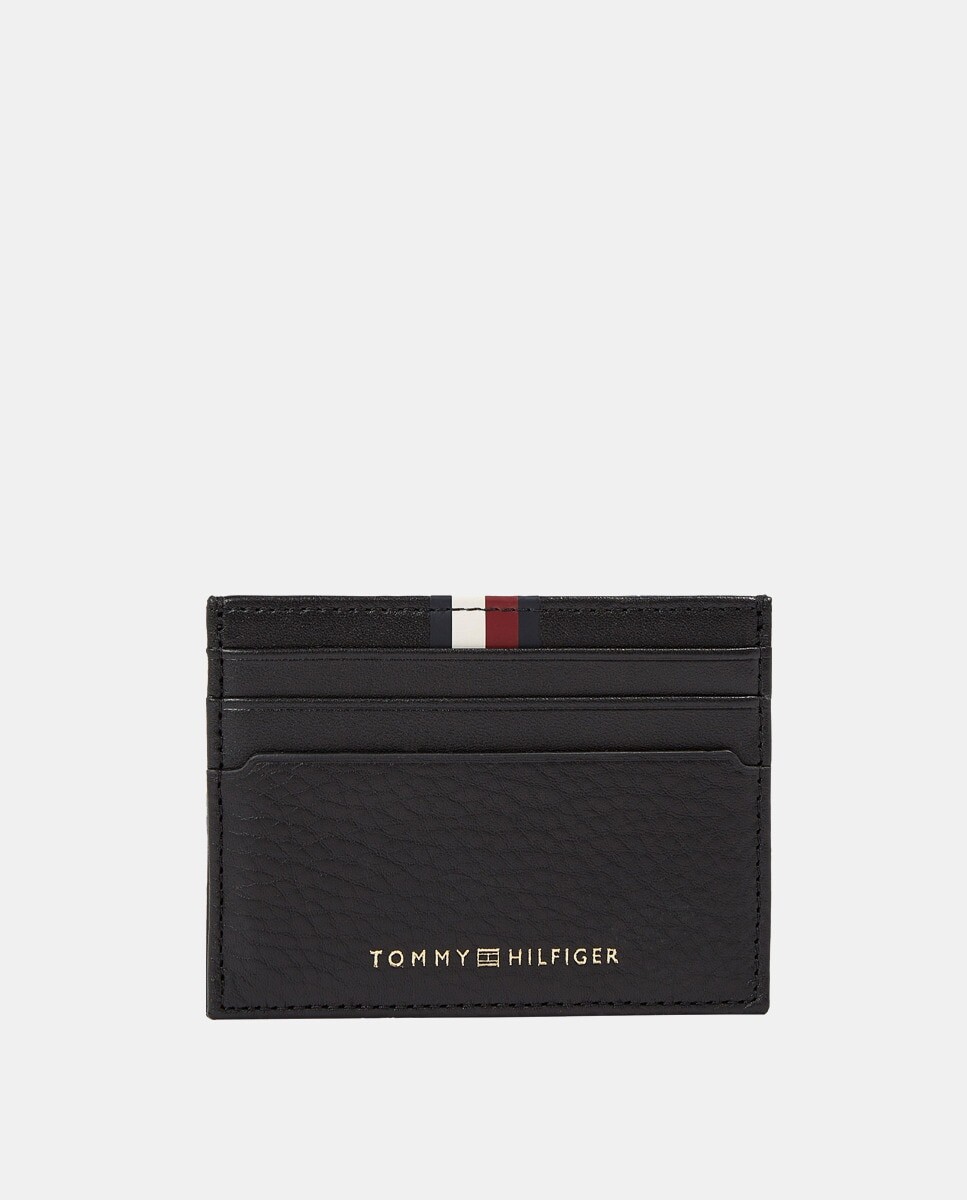 

Визитница из черной кожи с логотипом Tommy Hilfiger, черный