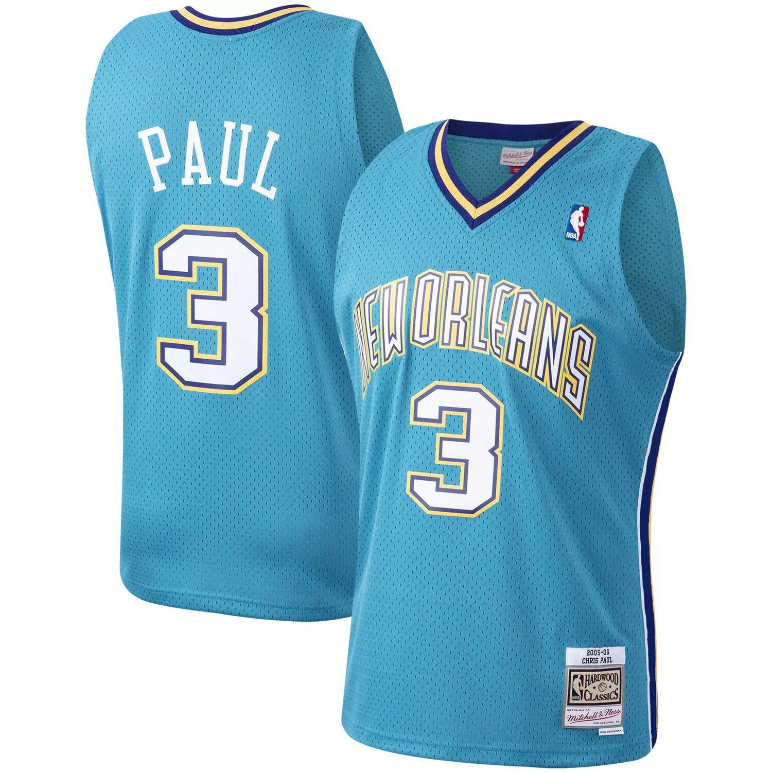 

Мужская майка Mitchell & Ness Chris Paul Teal New Orleans Hornets 2005-06 Hardwood Classics Swingman