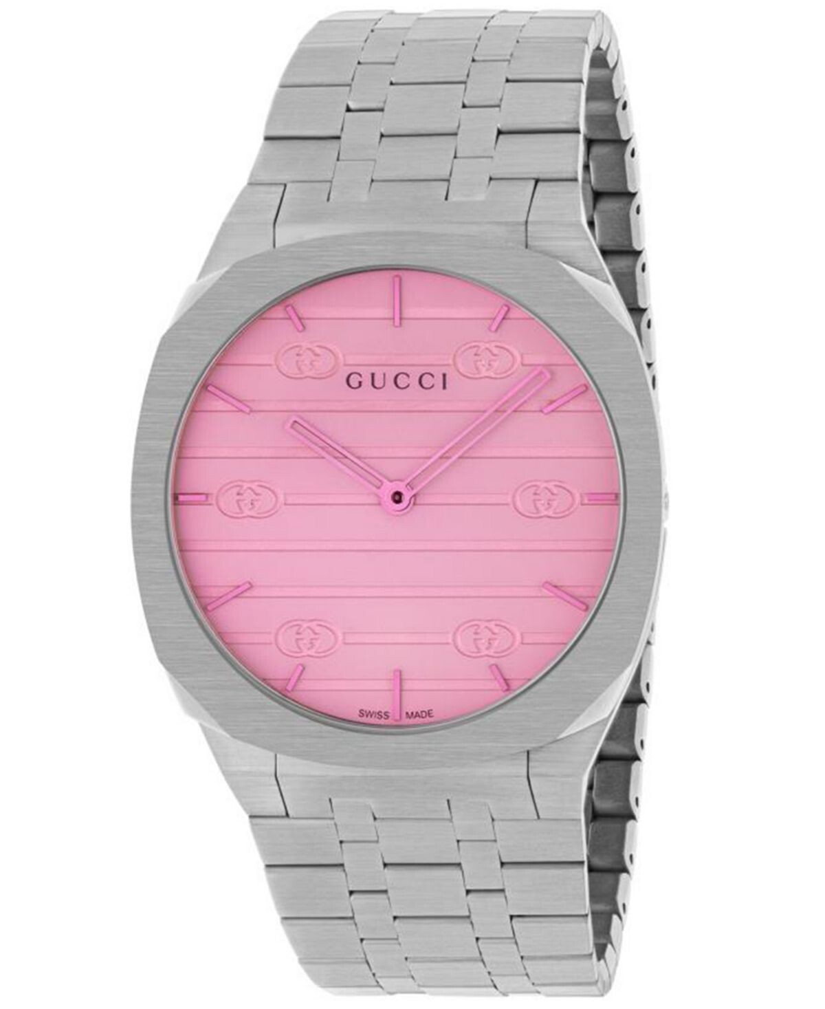 

Женские швейцарские часы с браслетом из нержавеющей стали 25H, 38 мм Gucci, розовый