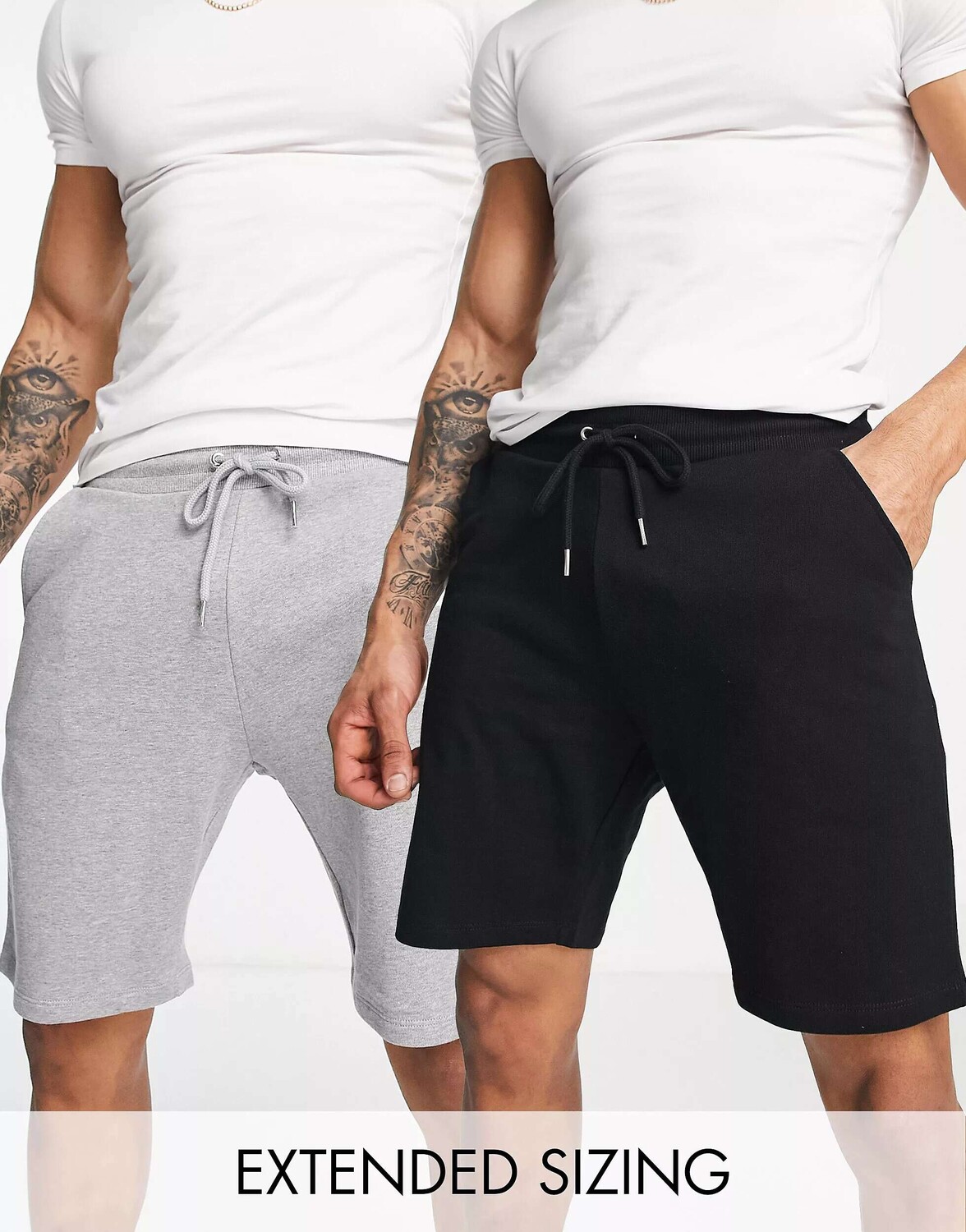 

2 пары узких трикотажных шорт черного/серого цвета ASOS