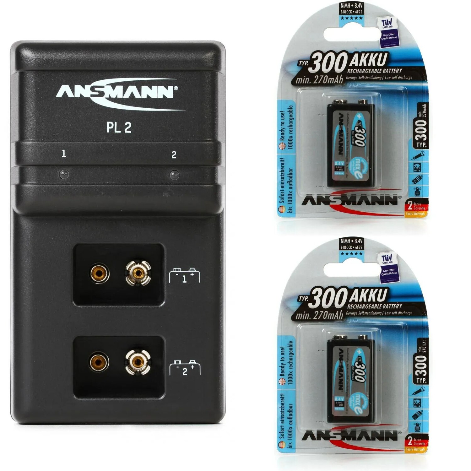 

Ansmann Powerline 2 + две аккумуляторные батареи 9 В