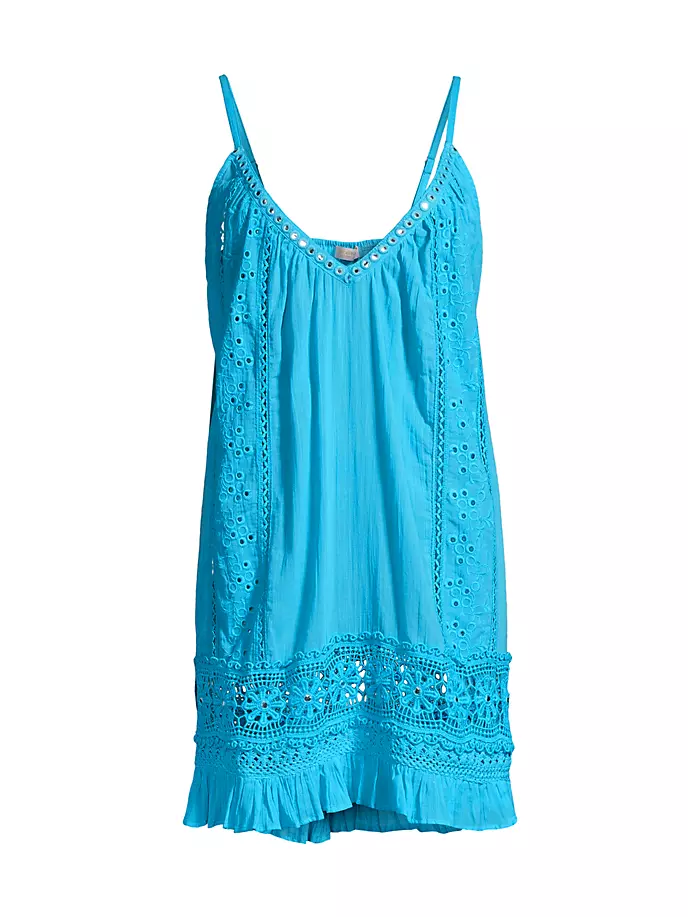 цена Хлопковое мини-платье Laylah с люверсами Ramy Brook, цвет poolside
