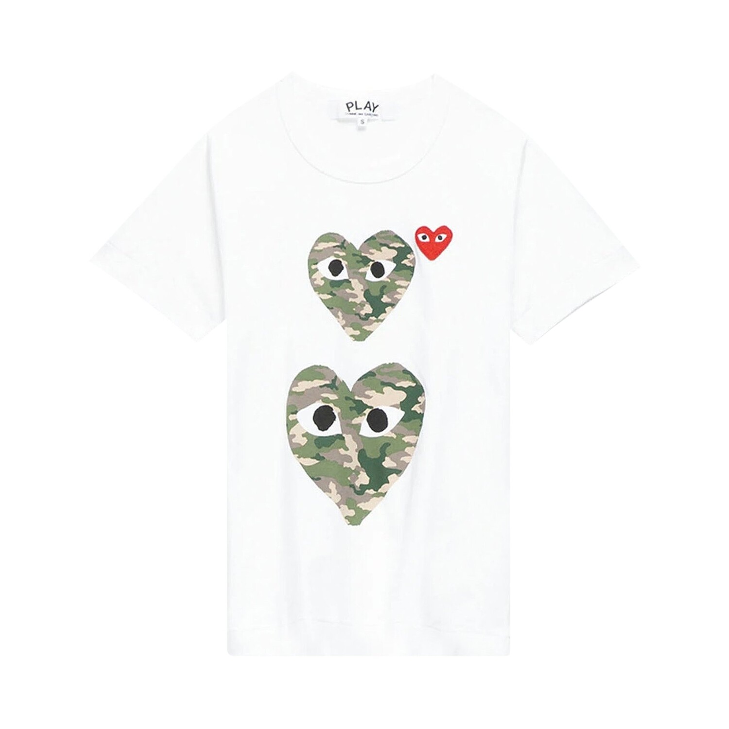

Камуфляжная футболка Comme des Garçons PLAY Double Heart, цвет Белый