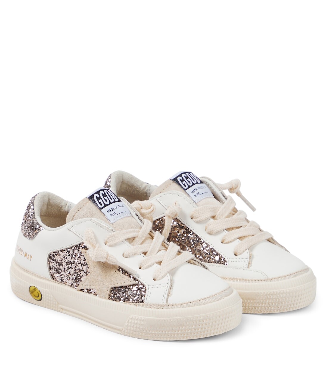 

Кроссовки may из кожи с блестками Golden Goose, белый