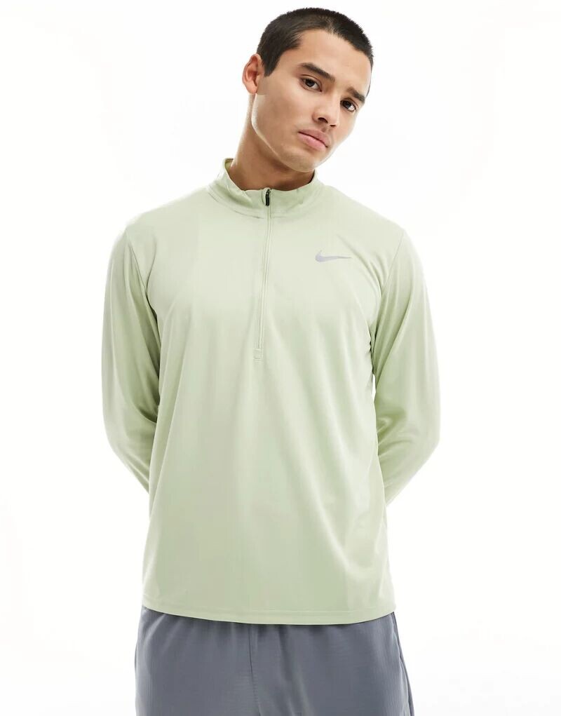 

Светло-зеленая беговая футболка с полумолнией Nike Dri-FIT Pacer, Серый