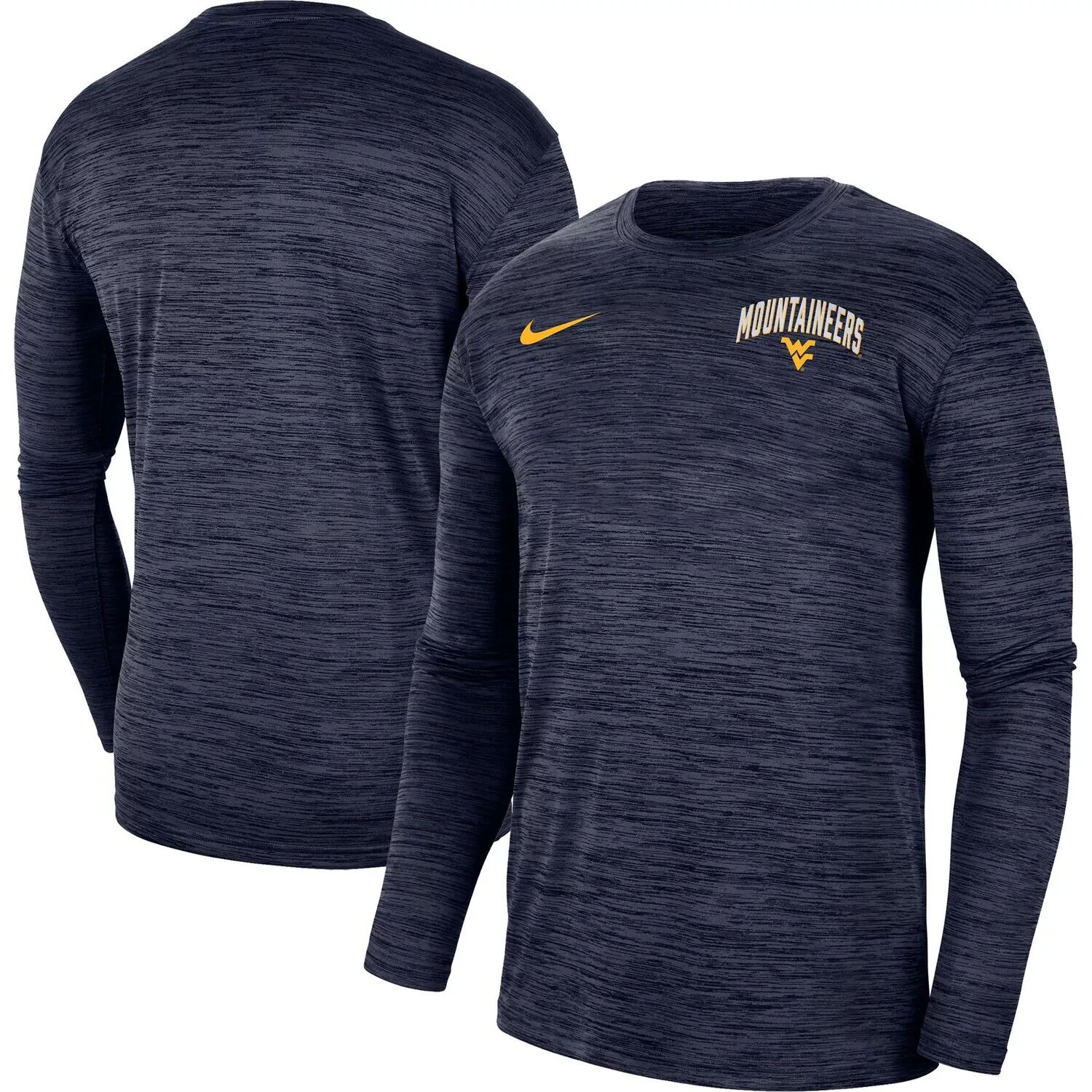 

Мужская темно-синяя футболка с длинным рукавом West Virginia Mountaineers 2022 Sideline Game Day Velocity Performance Nike