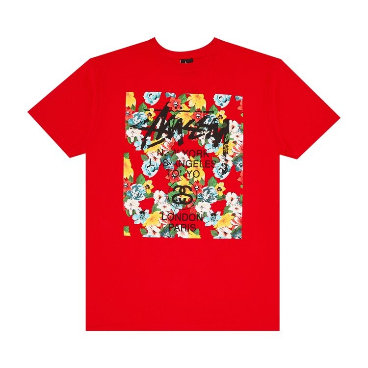 

Футболка Stussy World Tour Flower Block 'Brite Red', красный