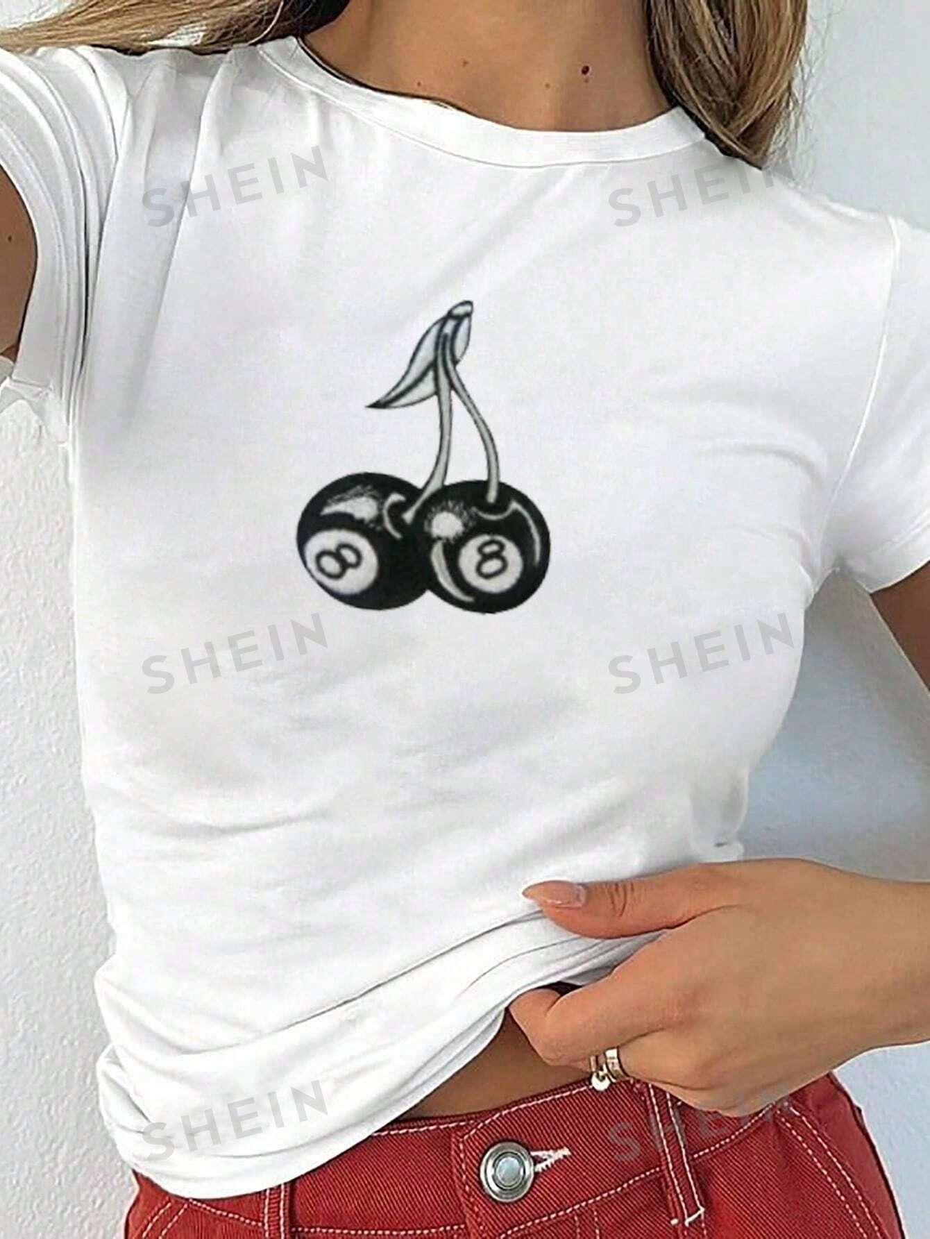 Женская повседневная футболка с коротким рукавом и принтом мяча, белый