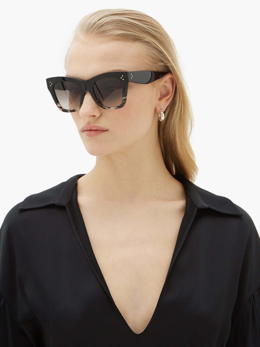 

Квадратные солнцезащитные очки из ацетата с градиентом Celine Eyewear, черный
