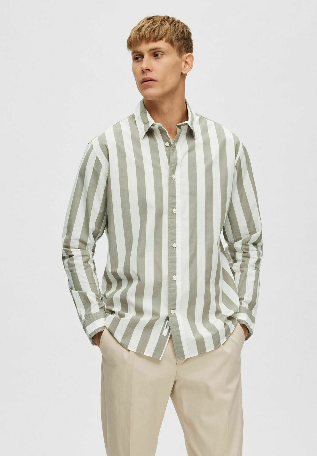 

Рубашка GESTREIFTES Selected Homme, цвет vetiver