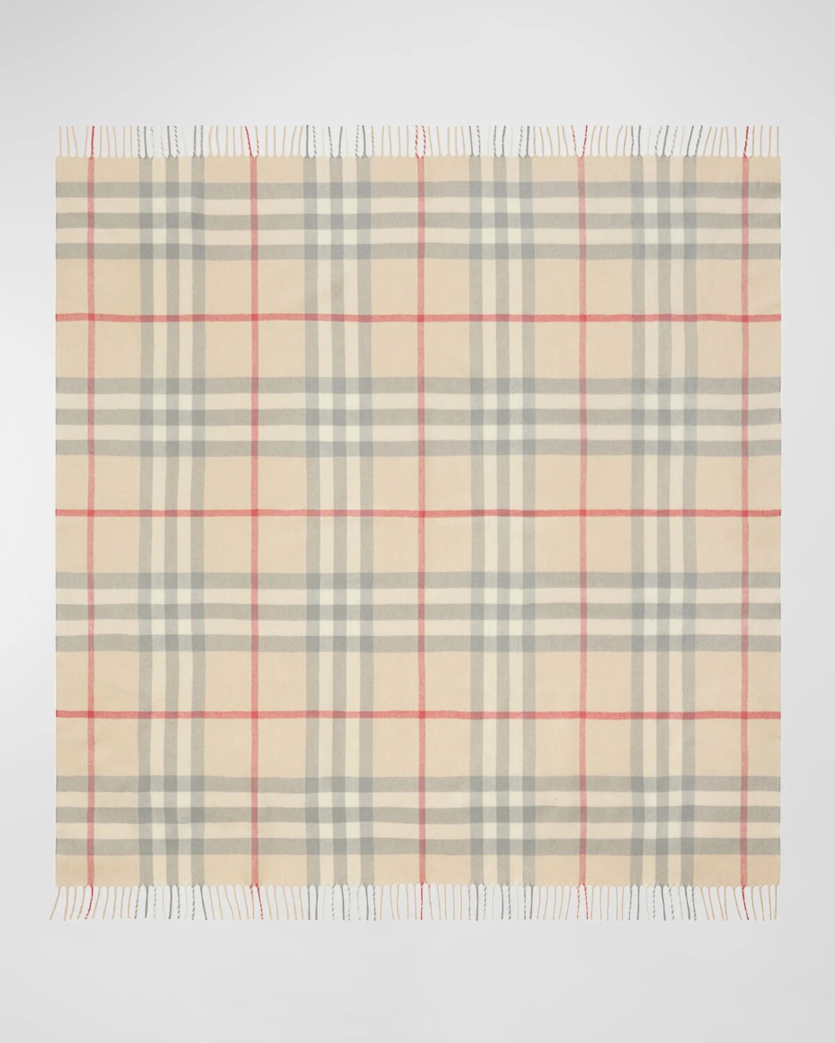 

Детское одеяло с бахромой и принтом в клетку Burberry, цвет Pale Stone Check