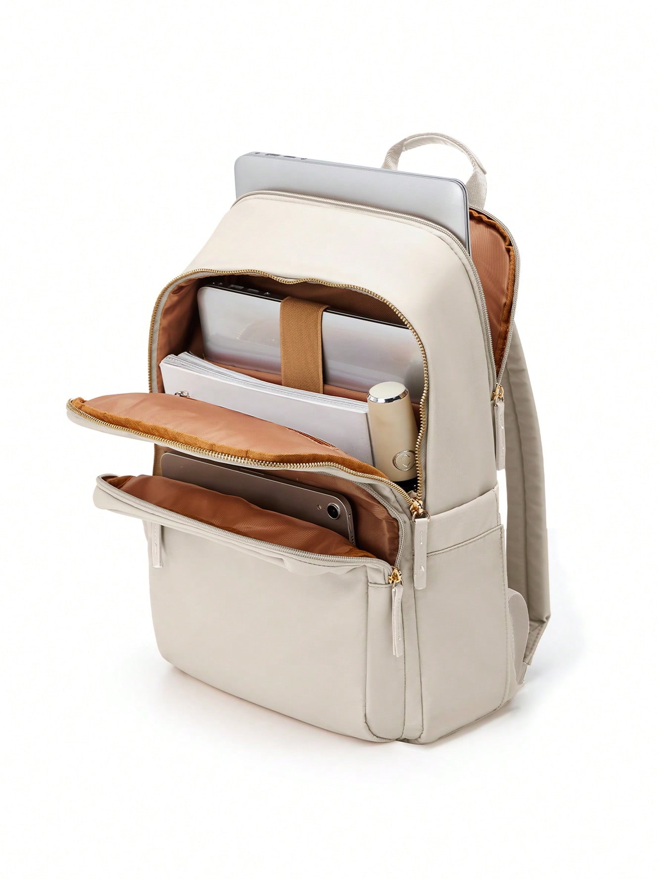 Женский рюкзак для ноутбука подходит для 14/15-дюймового ноутбука, бежевый фото