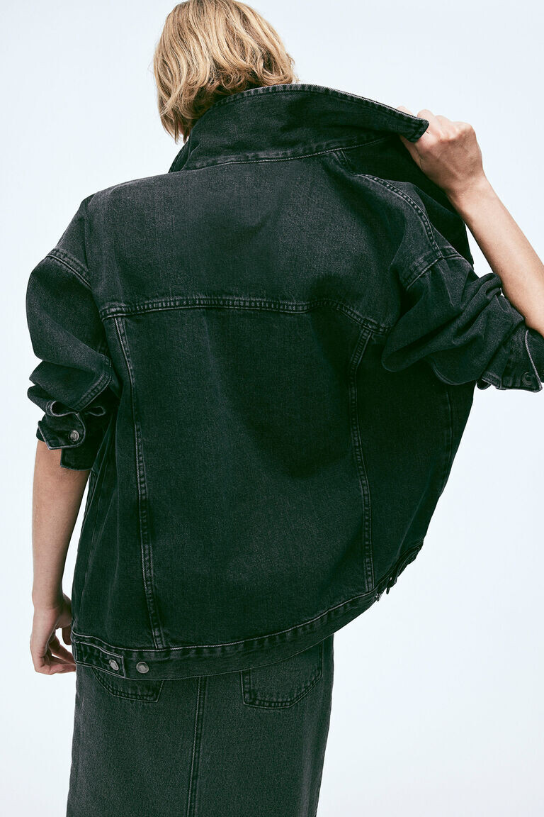 

Свободная джинсовая куртка H&M, серый
