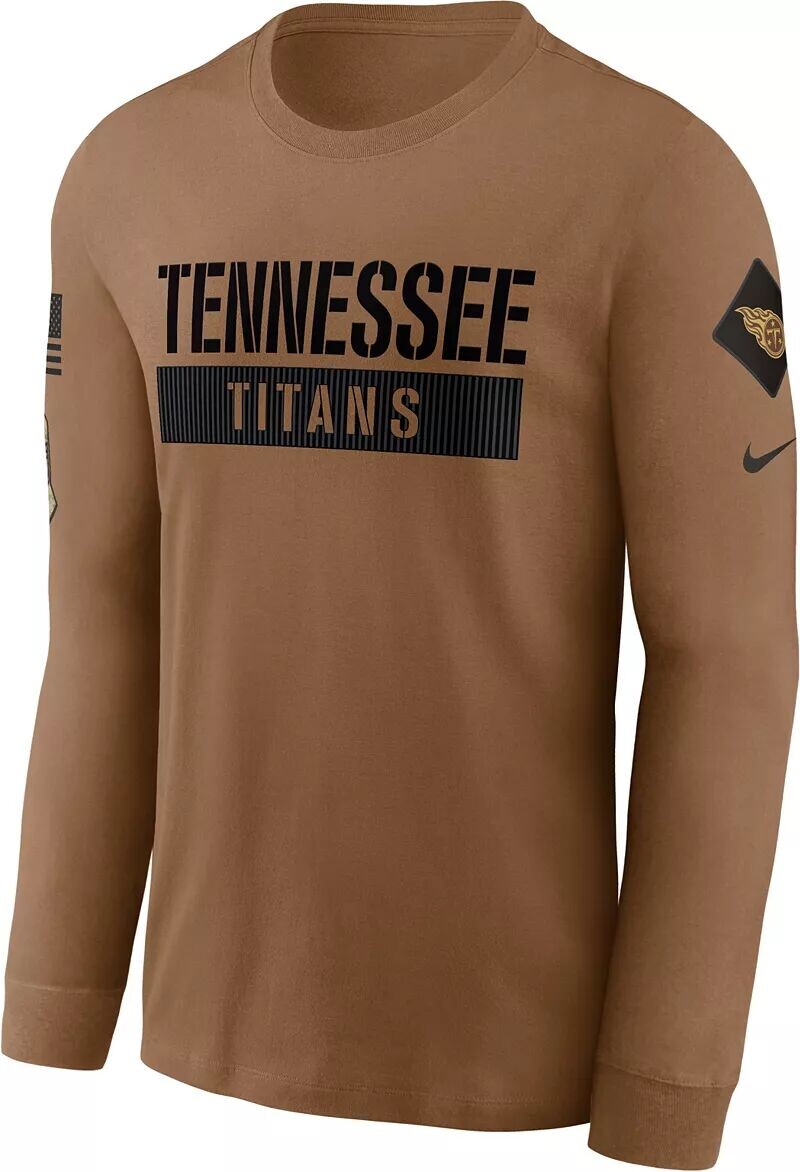 

Мужская коричневая футболка с длинным рукавом Nike Tennessee Titans 2023 Salute to Service
