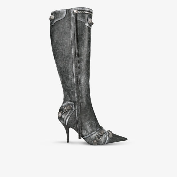 

Джинсовые ботинки cagole 90 на каблуке с заклепками Balenciaga, черный