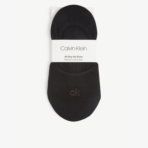 

Носки-неявки из смесового хлопка с кристаллами и логотипом Calvin Klein, черный