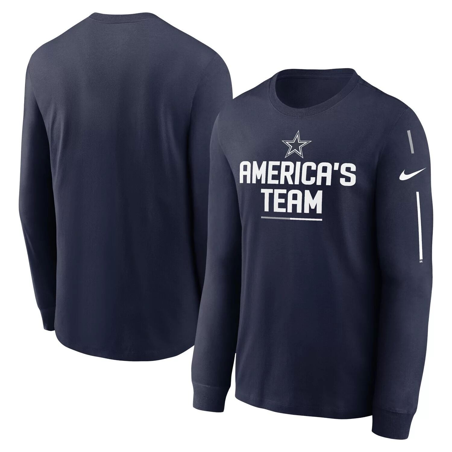 

Мужская темно-синяя футболка с длинным рукавом и надписью Dallas Cowboys Team Nike, Синий