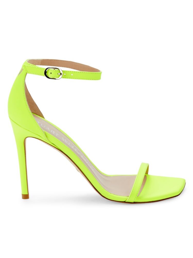 

Кожаные сандалии Nudistcurve с ремешком на щиколотке Stuart Weitzman, цвет Neon Yellow