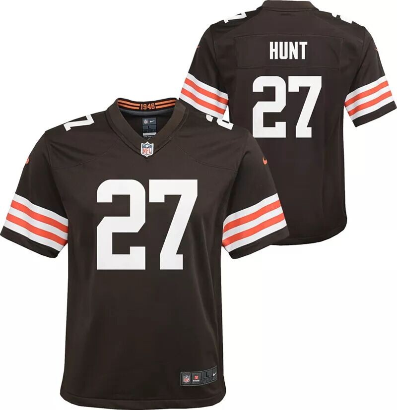 

Nike Youth Cleveland Browns Kareem Hunt # 27 Коричневый игровой Джерси