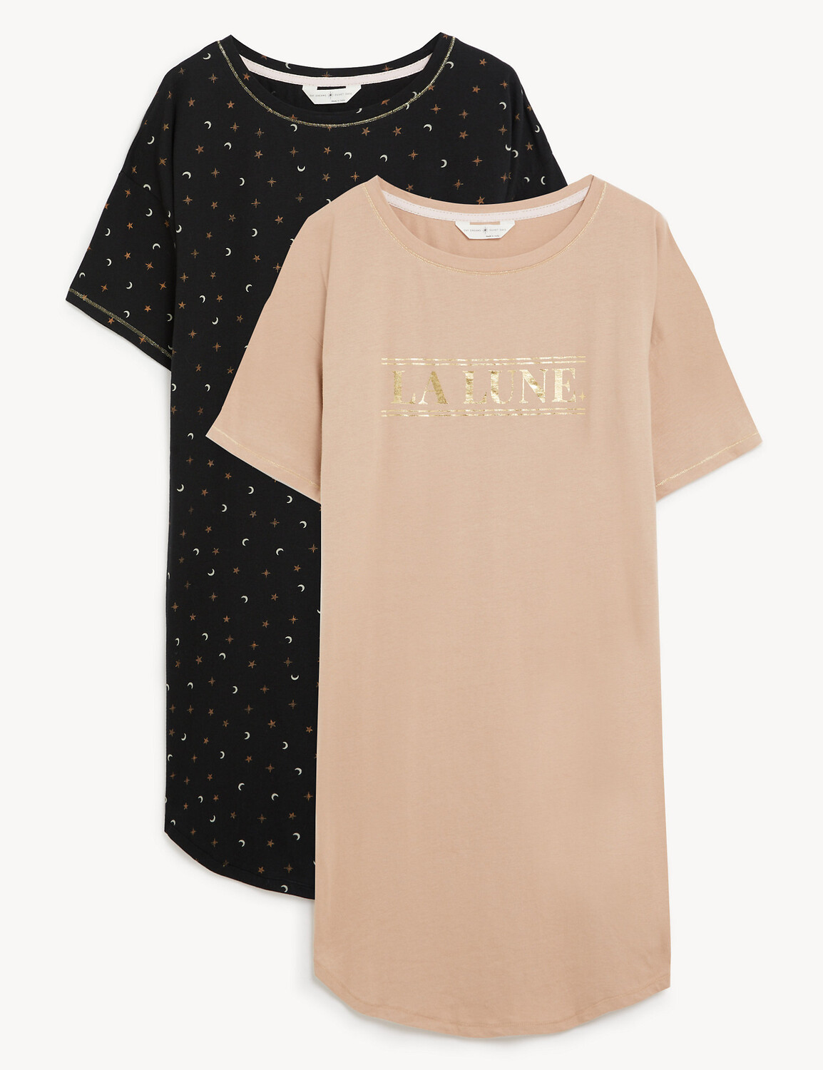 

Короткие ночные рубашки с принтом из чистого хлопка, 2 шт. Marks & Spencer