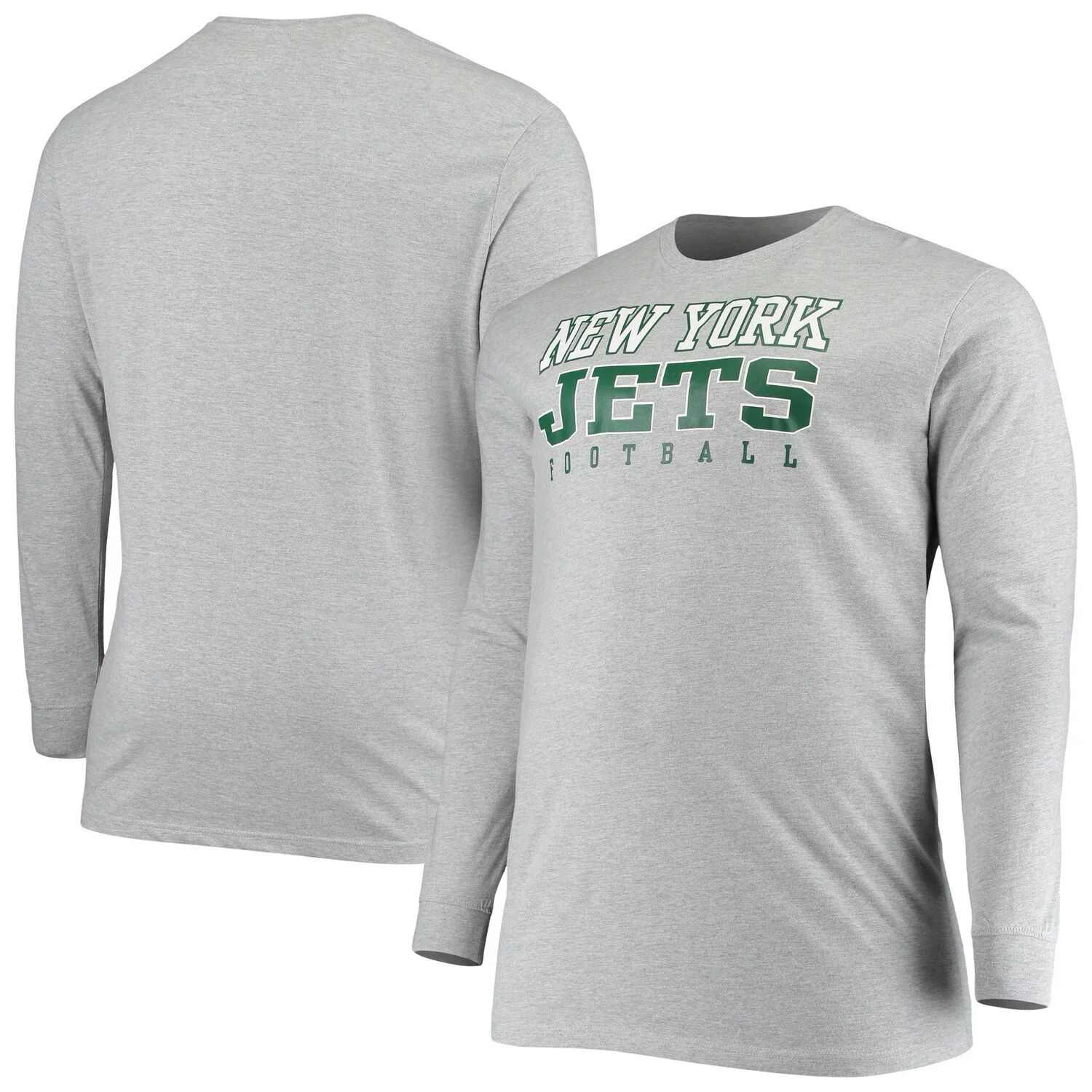 

Мужская серая футболка с логотипом New York Jets Big & Tall Practice с длинными рукавами Fanatics, Серый