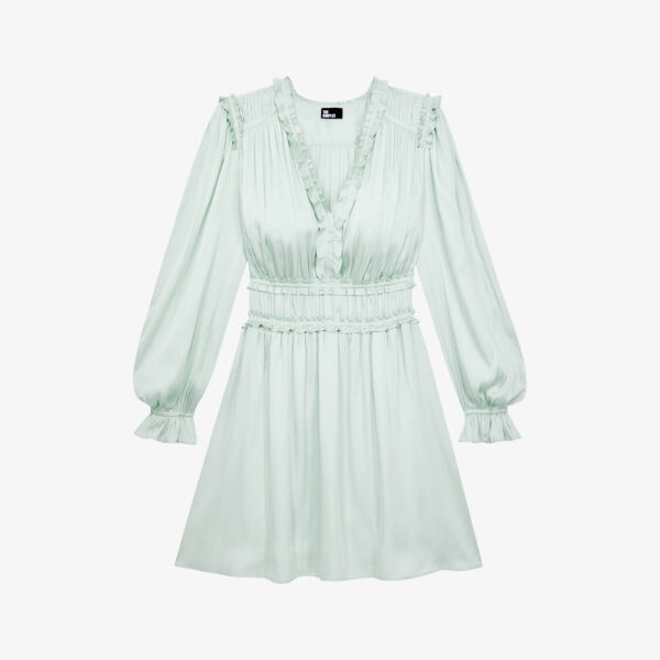 

Атласное платье мини с оборками и сборками The Kooples, цвет ocean