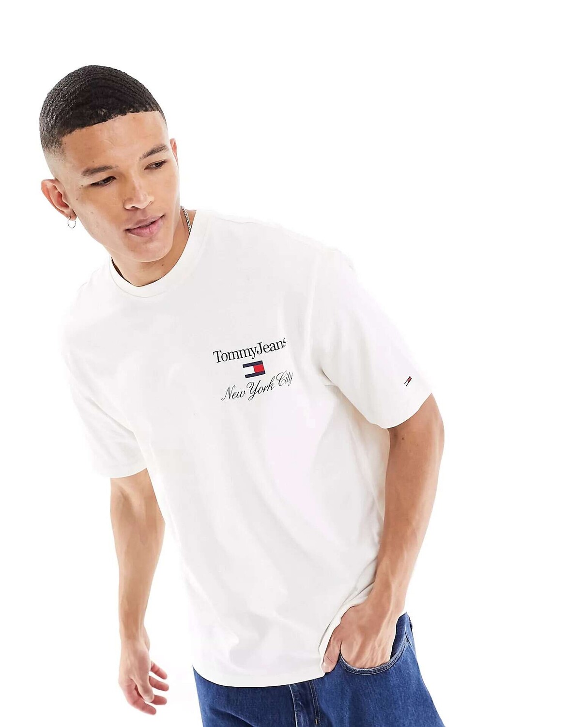 

Белая непринужденная спортивная футболка с логотипом Tommy Jeans, Белый