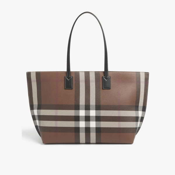 

Клетчатая большая сумка из искусственной кожи Burberry, коричневый