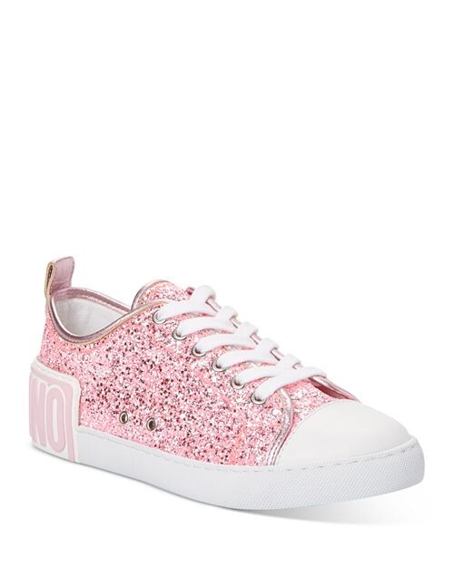 

Женские низкие кеды с блестками Moschino, цвет Pink