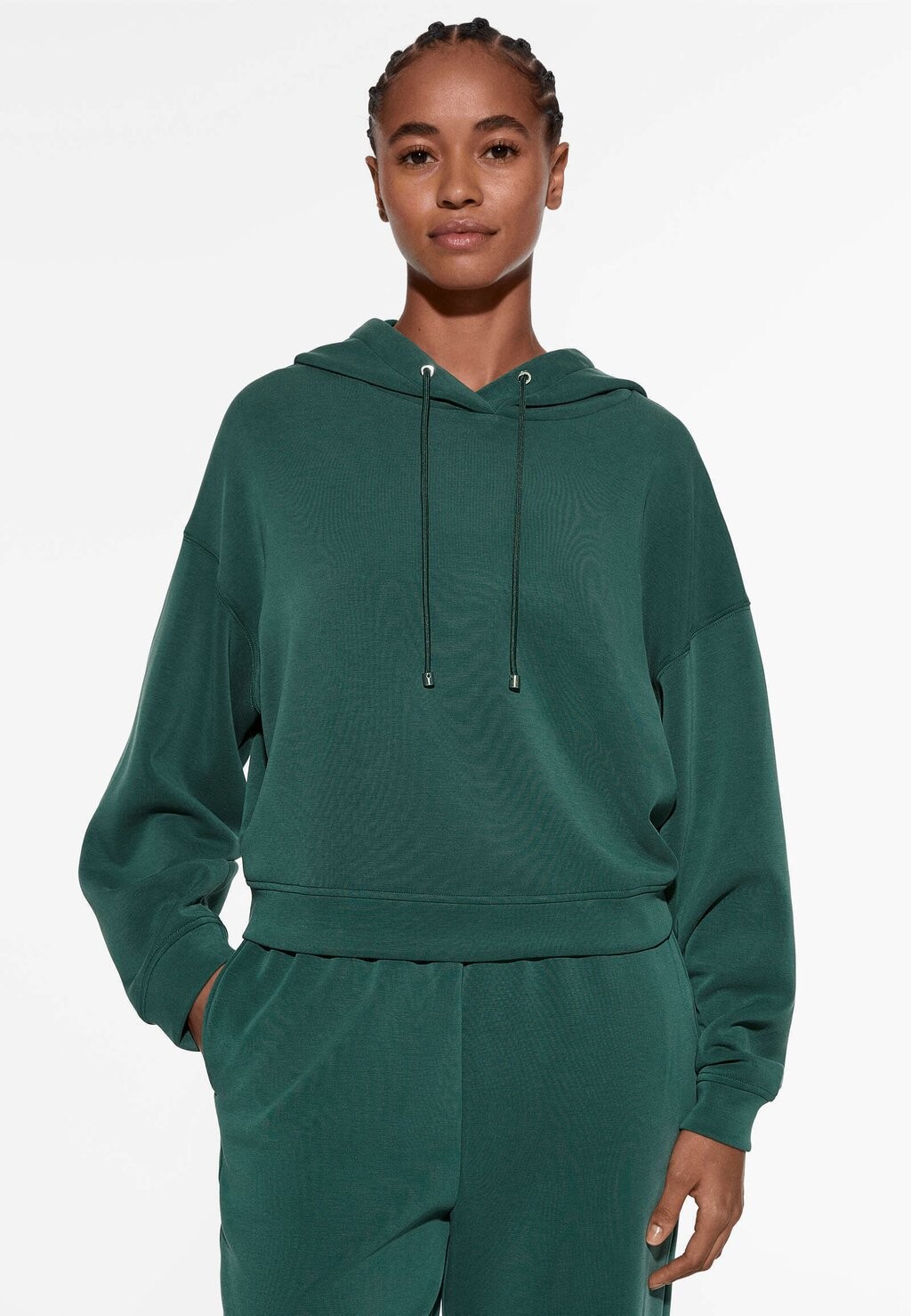 

Толстовка Crop OYSHO, цвет dark green