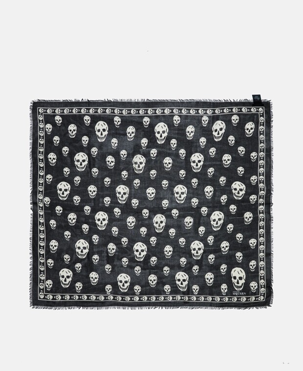 

Шелковый шарф Alexander McQueen, черный кофе