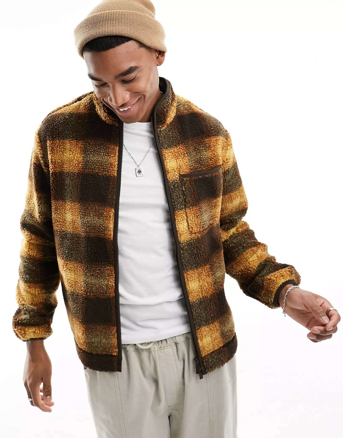 

Коричневая куртка в клетку Selected Homme