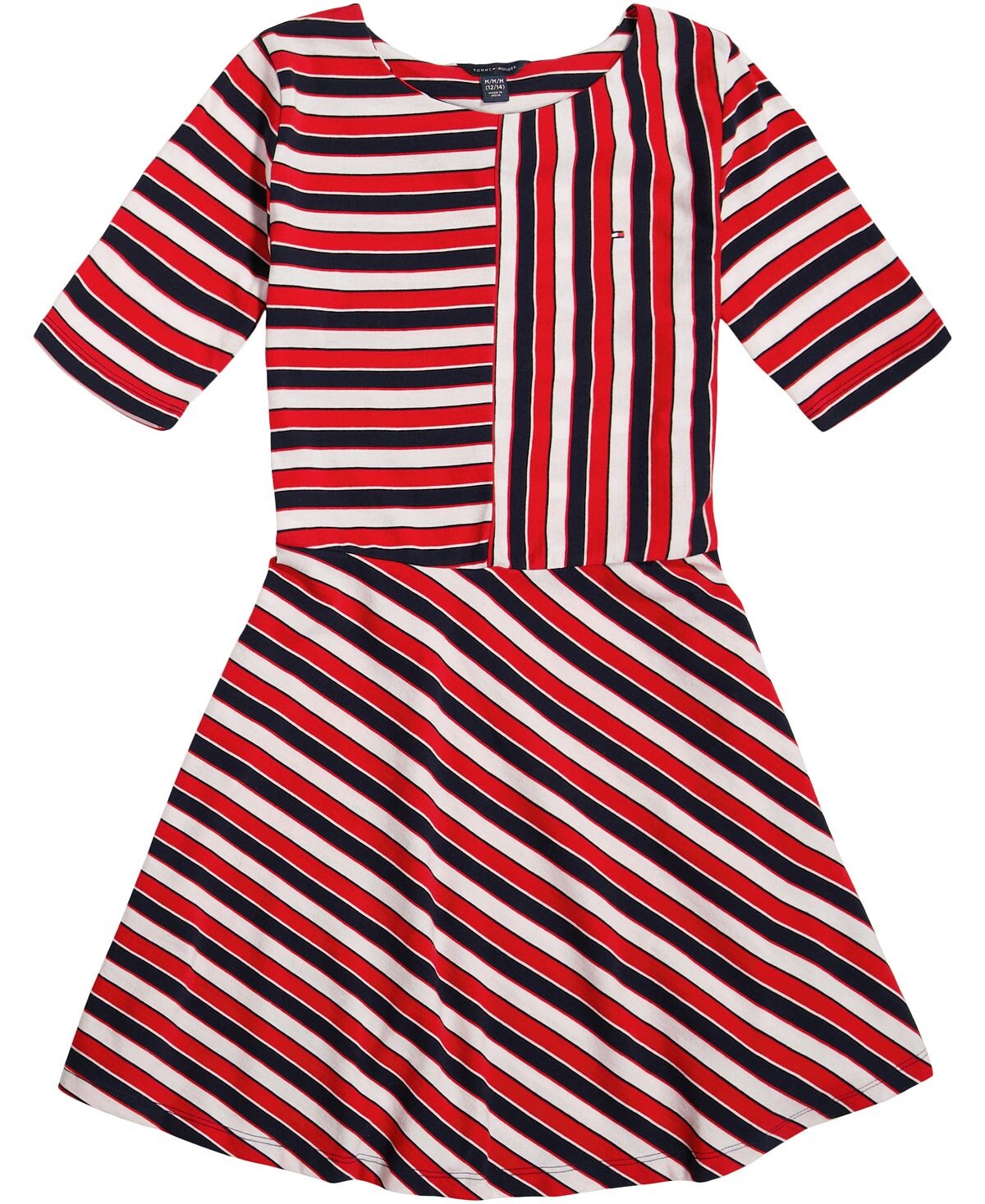 

Платье в несколько полосок с полурукавами для больших девочек Tommy Hilfiger
