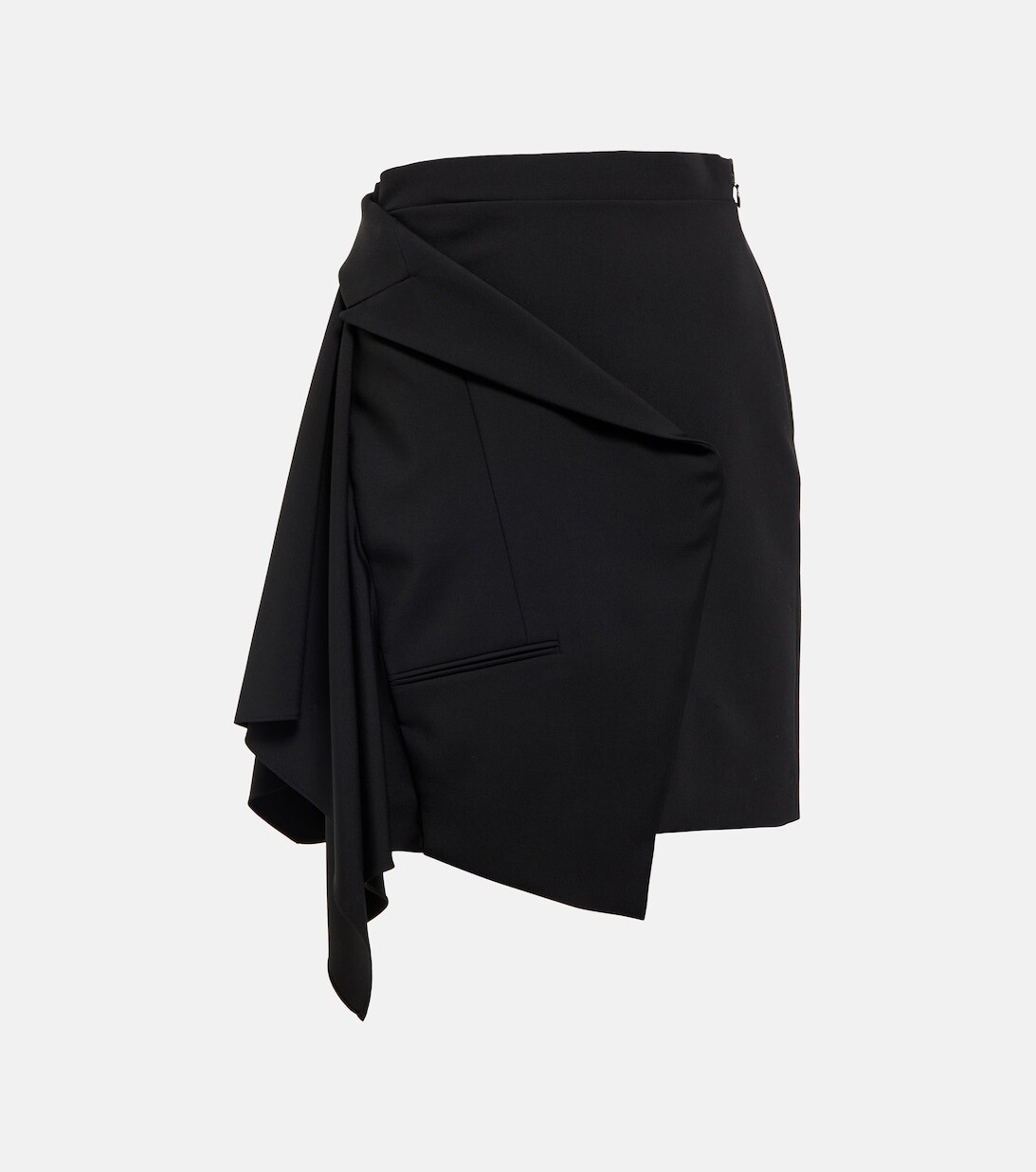 

Мини-юбка из деконструированной шерсти ALEXANDER MCQUEEN, черный