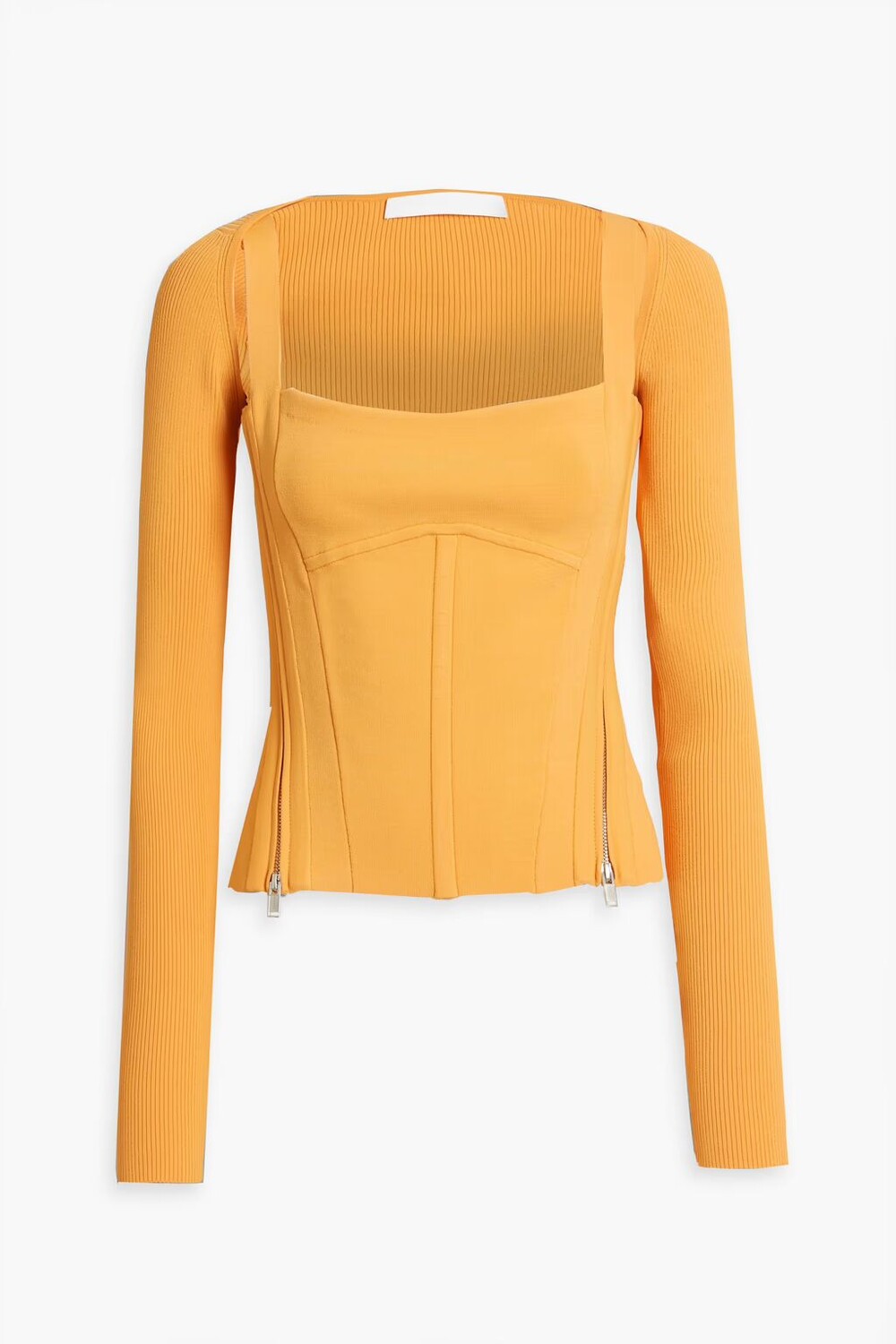 

Многослойный топ из эластичного джерси в рубчик Dion Lee, шафран
