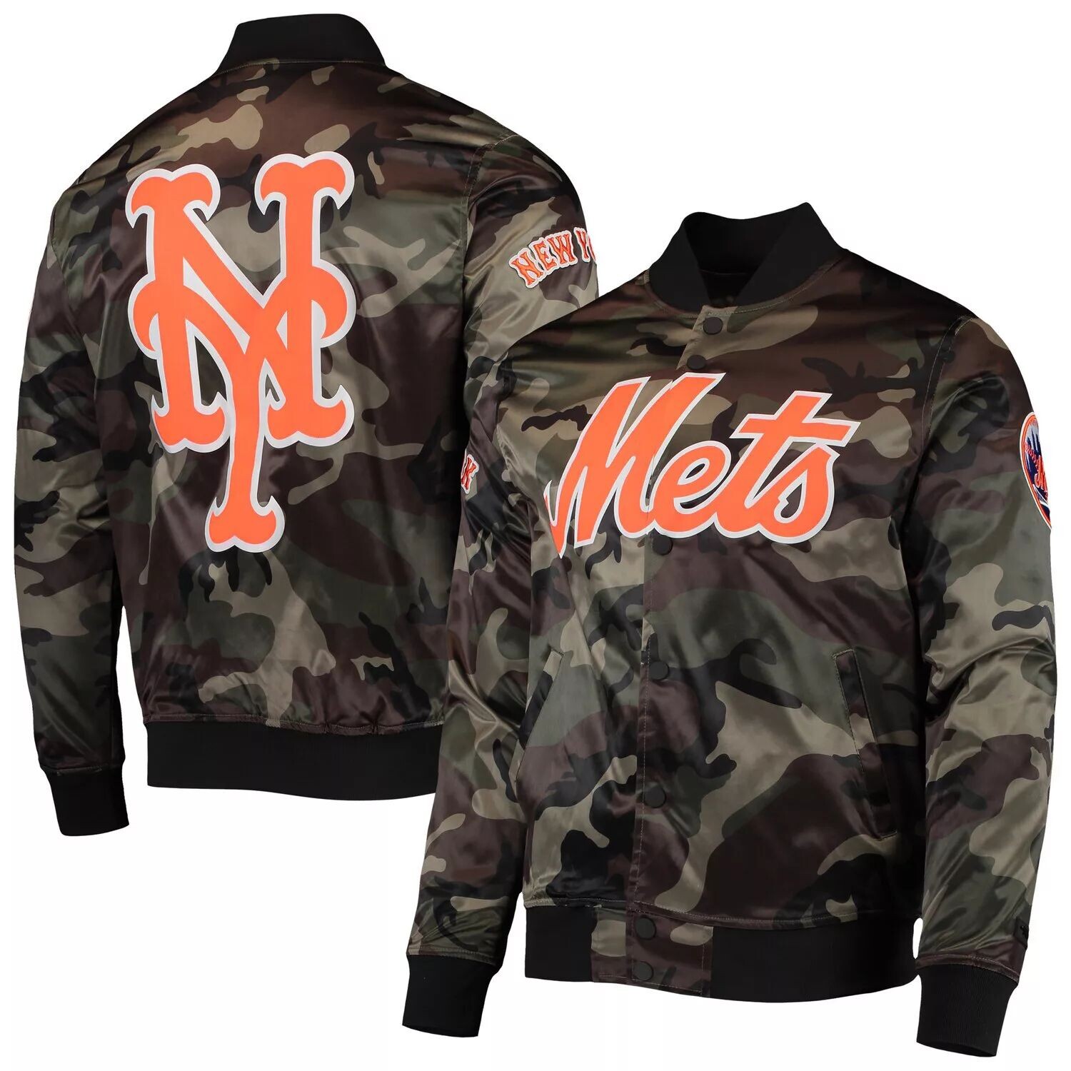 

Мужская атласная куртка с длинными кнопками Pro Standard Camo New York Mets