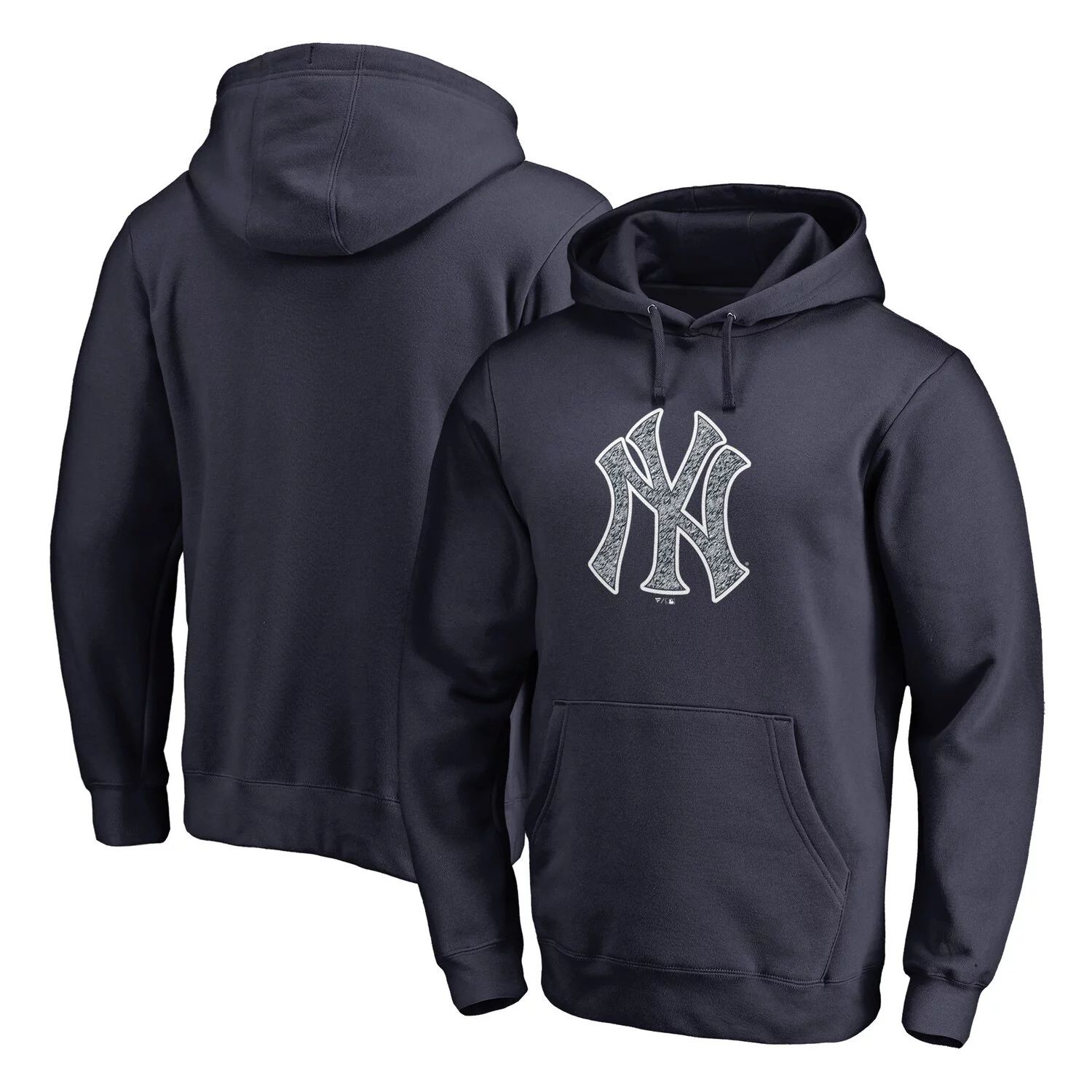 цена Мужской темно-синий пуловер с капюшоном со статическим логотипом New York Yankees Fanatics