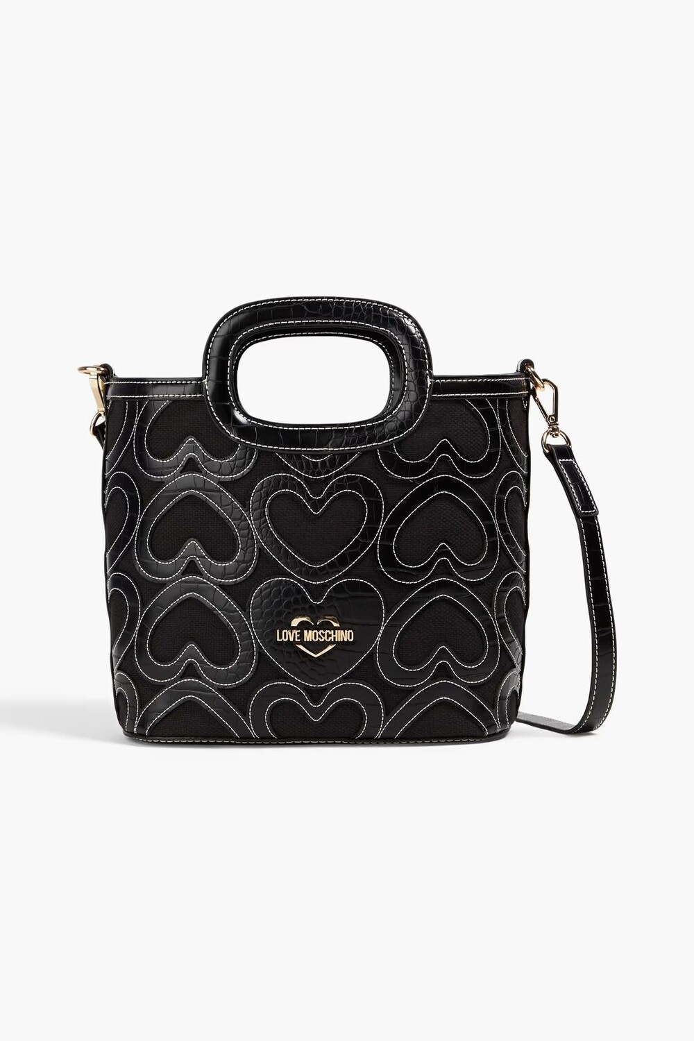 

Сумка-ведро из парусины и искусственной кожи под крокодила Love Moschino, черный