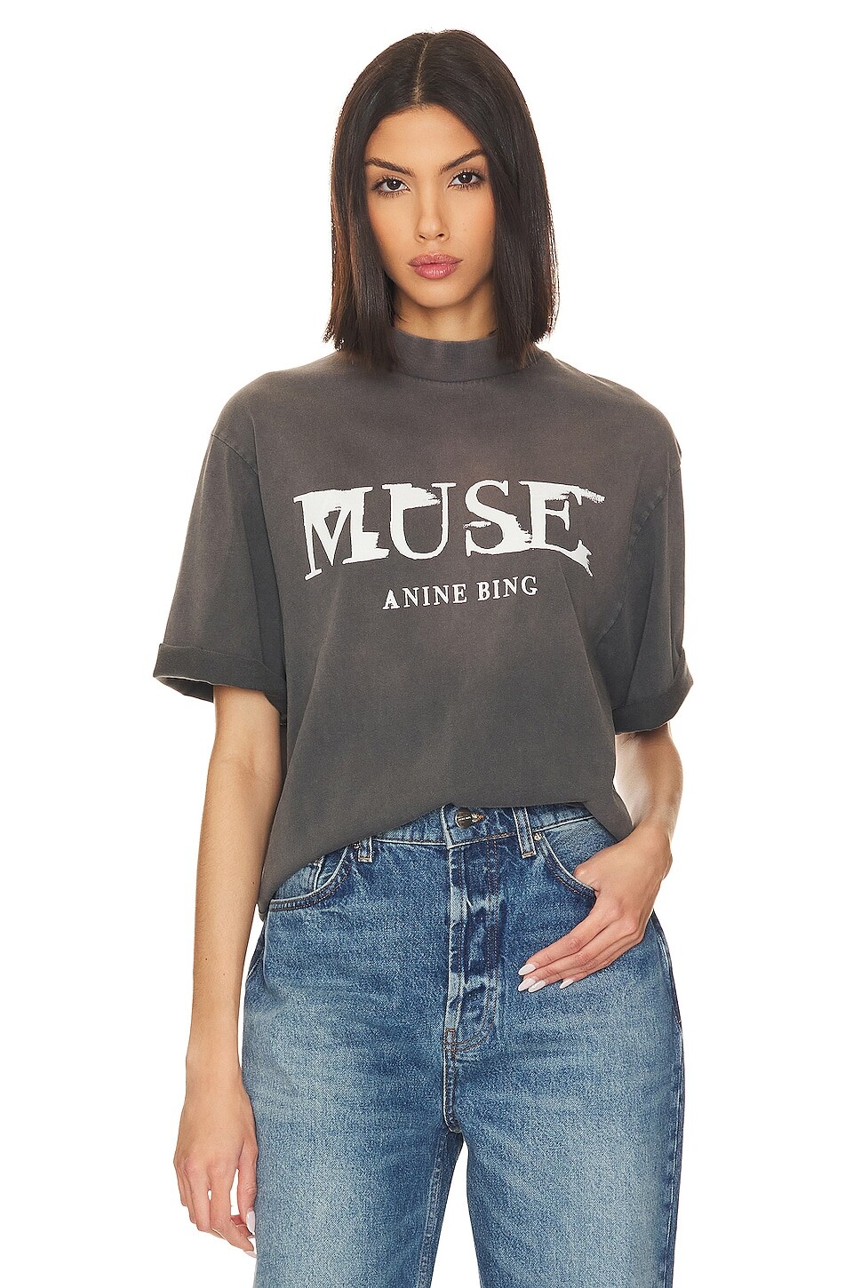 

Футболка ANINE BING Wes, цвет Washed Faded Black
