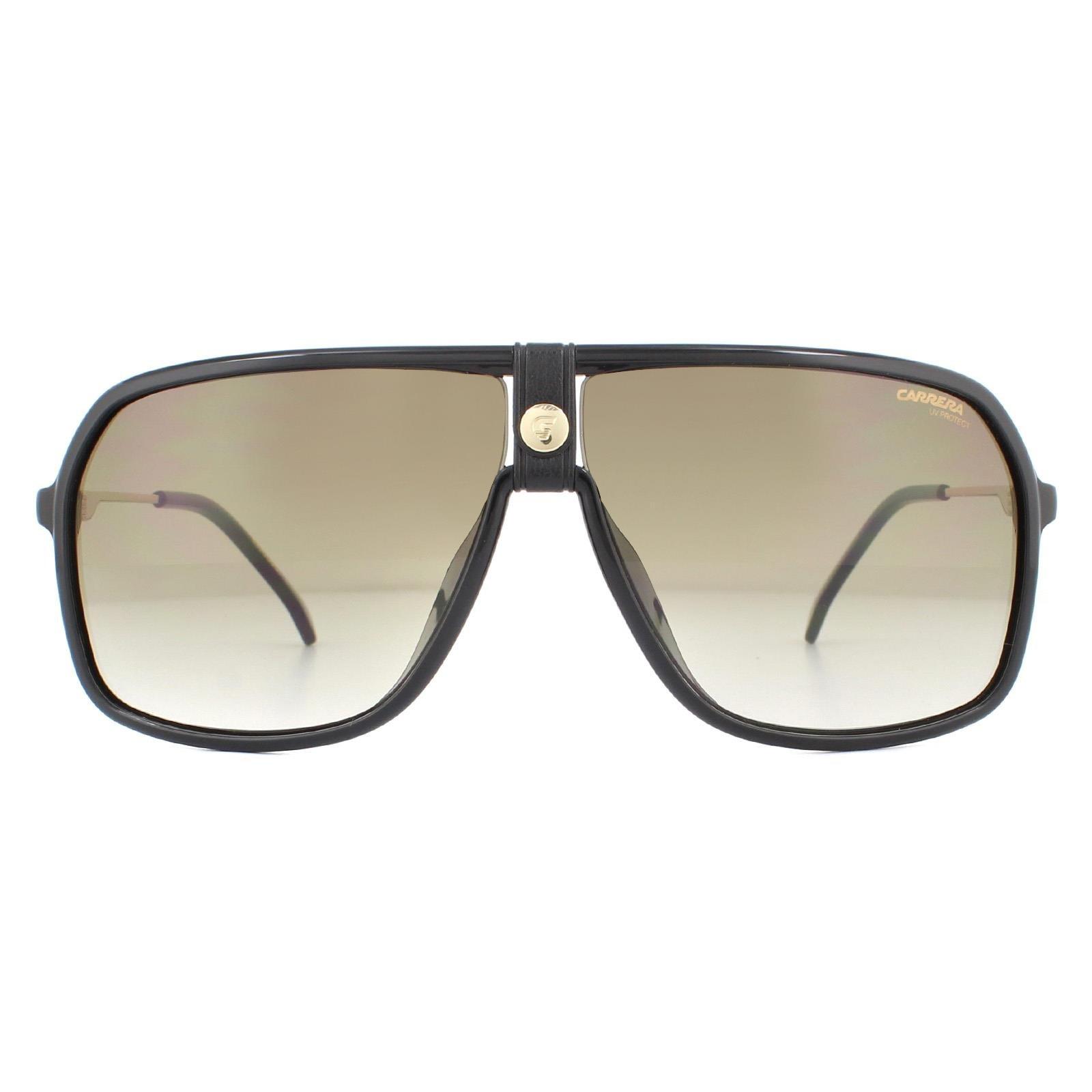 Прямоугольные черные золотые коричневые солнцезащитные очки с градиентом Carrera, черный цена и фото